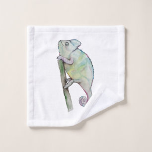 Cute watercolor chameleon wash cloth