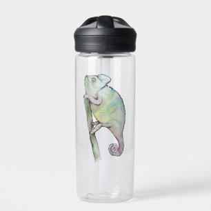 Cute watercolor chameleon water bottle