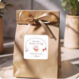 Cute Watercolor Cherry Baby Shower Favour Sticker