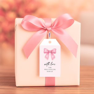 Cute Watercolor Cherry Bow Coquette Pattern Gift Tags