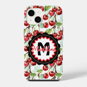 Cute Watercolor Cherry Pattern Personalised iPhone 14 Case