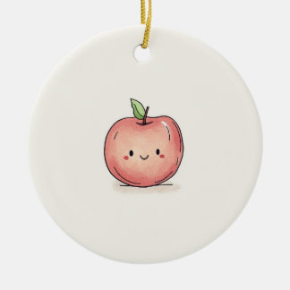 Cute Watercolor Chibi Apple Ceramic Tree Decoration
