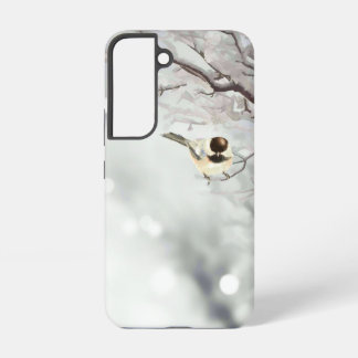 Cute Watercolor Chickadee Bird Winter Forest Art Samsung Galaxy Case