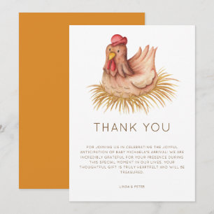 Cute Watercolor Chicken Baby Shower Thank You Card