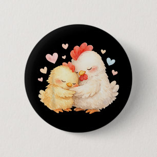Cute Watercolor Chicken Gently Hugging _1 6 Cm Round Badge