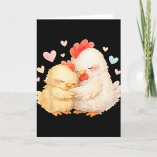 Cute Watercolor Chicken Gently Hugging _1 Card