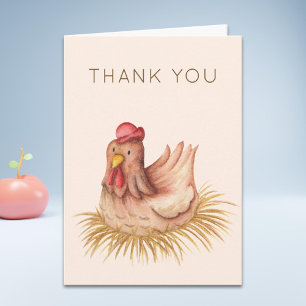 Cute Watercolor Chicken  Thank You Card