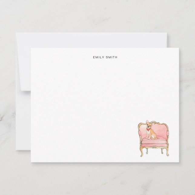 Cute Watercolor Chihuahua dog flat Thank You Card (Front)