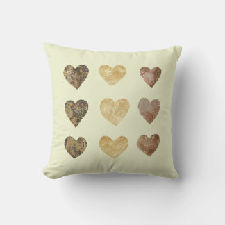 Cute Watercolor Chocolate Hearts on Sage Cushion