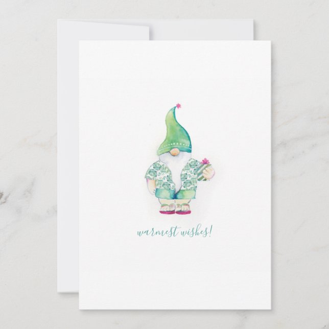Cute Watercolor Christmas Gnome Holiday Card (Front)