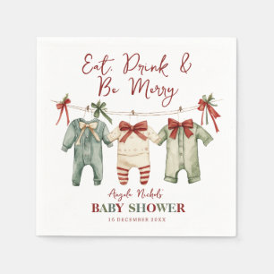 Cute Watercolor Christmas Holiday Baby Shower  Napkin