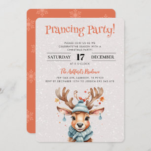 Cute Watercolor Christmas Reindeer Holiday Party Invitation