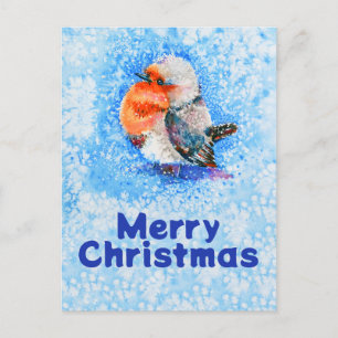 Cute Watercolor Christmas Robin Customisable Holiday Postcard