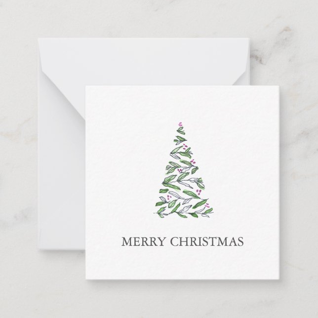 Cute Watercolor Christmas Tree Card (Front)