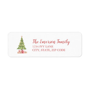 Cute Watercolor Christmas Tree Return Address