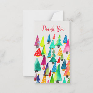 Cute watercolor Christmas trees Card