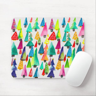 Cute watercolor Christmas trees Mouse Mat