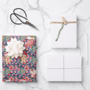 Cute Watercolor Christmas Wrapping Paper Santa,