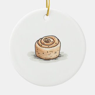 Cute Watercolor Cinnamon Roll Ceramic Tree Decoration