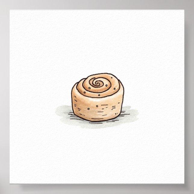 Cute Watercolor Cinnamon Roll Poster (Front)