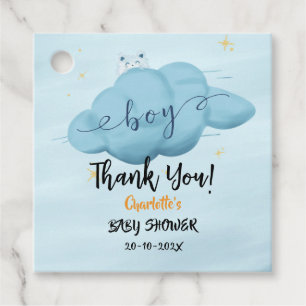 Cute Watercolor Cloud Baby Boy Shower Favour Tags