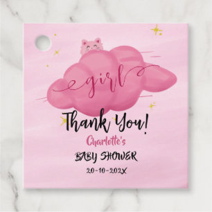 Cute Watercolor Cloud Baby Girl Shower Favour Tags