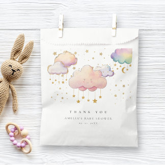 Cute Watercolor Cloud Star Baby Girl Shower Favour Bags