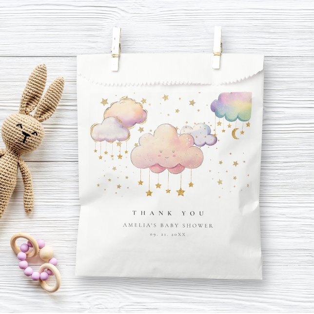 Cute Watercolor Cloud Star Baby Girl Shower Favour Bags (Creator Uploaded)