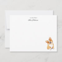 Cute Watercolor Corgi Dog Flat Thank You Card