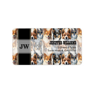 Cute Watercolor Corgi Dog Pattern Label