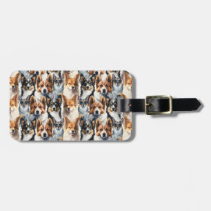Cute Watercolor Corgi Dog Pattern Luggage Tag