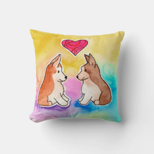 Cute Watercolor Corgis Cushion
