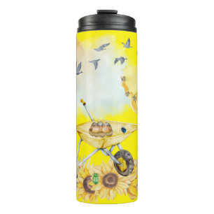 Cute Watercolor Cottagecore Yellow on yellow   Thermal Tumbler