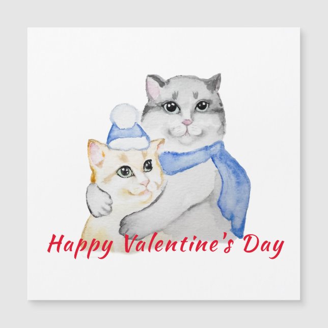 Cute watercolor cuddly cats on Valentine's Day (Front)
