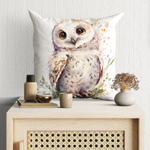 Cute Watercolor Cute Owl Woodland Cushion