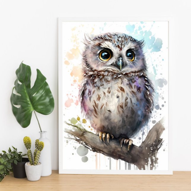 Cute Watercolor Cute Owl Woodland Nursery Poster (Creator Uploaded)