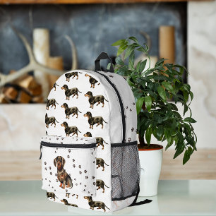 Cute Watercolor Dachshund Dog Pattern Monogram Printed Backpack