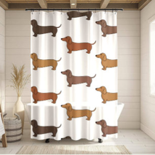 Cute Watercolor Dachshund Dog Shower Curtain