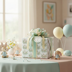 Cute watercolor deer baby birthday wrapping paper