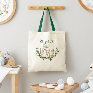 Cute watercolor deer baby tote bag