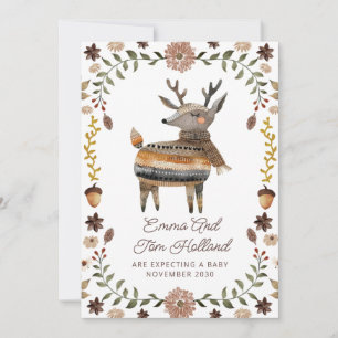 Cute Watercolor Deer Knitted Sweater Pregnancy Announcement