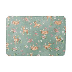 Cute Watercolor Deer Pattern Bath Mat