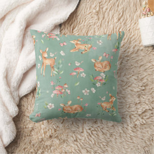 Cute Watercolor Deer Pattern Cushion