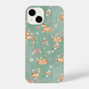 Cute Watercolor Deer Pattern iPhone 14 Case