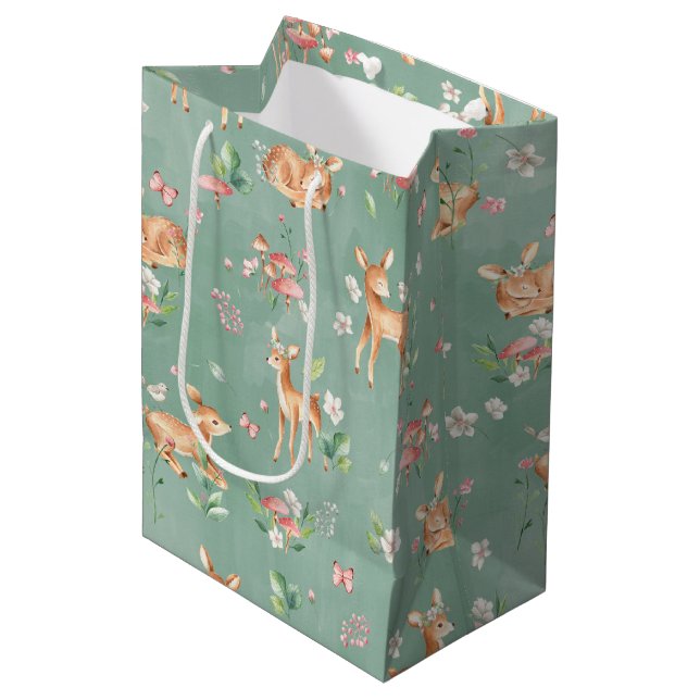 Cute Watercolor Deer Pattern Medium Gift Bag (Front Angled)