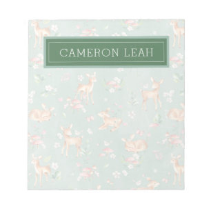 Cute Watercolor Deer Pattern Notepad