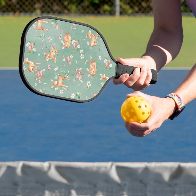 Cute Watercolor Deer Pattern Pickleball Paddle (Insitu)