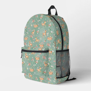 Cute Watercolor Deer Pattern Printed Backpack