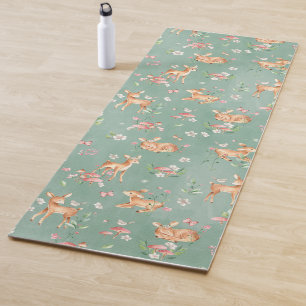 Cute Watercolor Deer Pattern Yoga Mat