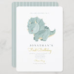 Cute Watercolor Dino First Birthday 1st Birthday Invitation<br><div class="desc">Cute Dinosaur First Birthday 1st Birthday Invitation</div>